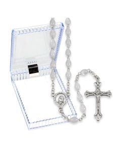 16" Mother of Pearl Bead Rosary, Boxed