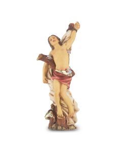 4" Cold Cast Resin Hand Painted Statue of Saint Sebastian in a Deluxe Window Box-P65