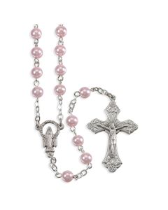 Pink Faux Pearl Bead Rosary