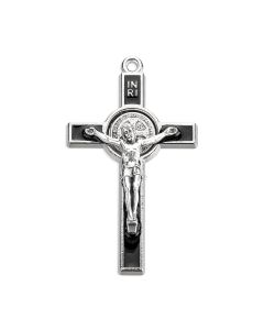 2" Benedictine Crucifix with Black Epoxy and St. Bendict Medal