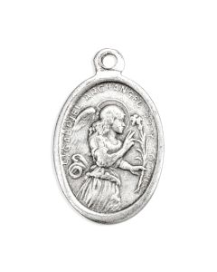 1" Oval Antiqued Silver Oxidized Saint Gabriel Medal