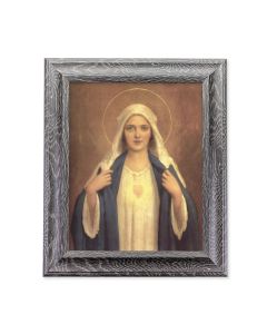 10 1/2" x 12 1/2" Grey Oak Finish Frame with an 8" x 10" Immaculate Heart of Mary Print