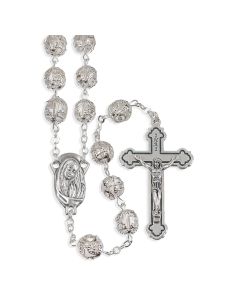 Filigree Capped Clear Crystal Bead Rosary