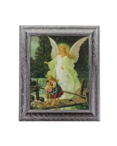 10 1/2" x 12 1/2" Grey Oak Finish Frame with an 8" x 10" Guardian Angel Print