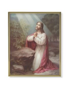 8" x 10" Gold Plaque Frame with a Christ on Mount Olive Print