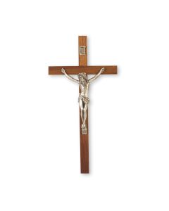 10" Walnut Cross with Fine Pewter Corpus