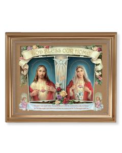 13 1/2" x 16 9/16" Gold Leaf Antique Finished Frame with 11" x 14"  House Blessing Textured Art