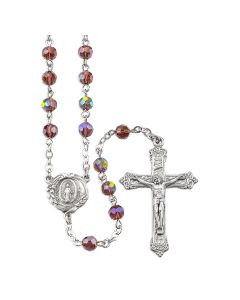 Amethyst Aurora Borealis Bead Rosary, Boxed
