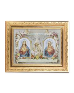 8 1/4" x 10 1/4" Gold Ornate Frame with a 6" x 8" Baby Room Blessing-Sacred Hearts in Spanish Print