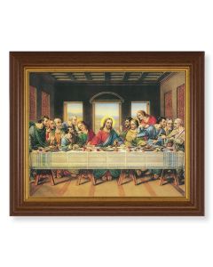 10 1/2" x 12 1/2" Walnut Finish Beveled Frame with 8" x 10" Last Supper Textured Art