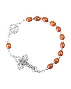 One Decade Kant Tangle Brown Wood Bead Rosary