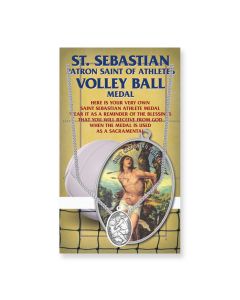 Oval Saint Sebastian Womens Volleyball Medal on a 18" Chain