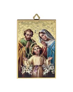 4" x 6" Gold Foil Holy Family Mosaic Plaque in Spanish