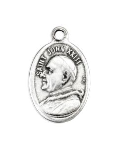 1" Oval Antiqued Silver Oxidized Saint John XXIII Medal