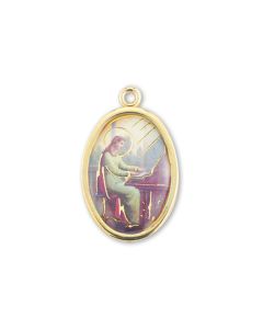 1" Saint Cecilia Gold Finish Picture Medal