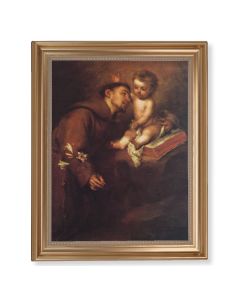 13 1/2" x 16 9/16" Gold Leaf Antique Finished Frame with 11" x 14"  Saint Anthony Textured Art
