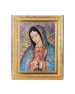 8 1/4" x 10 1/4" Gold Ornate Frame with a 6" x 8" Our Lady of Guadalupe Print