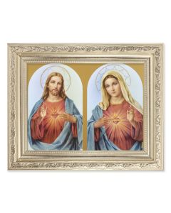 8.25" x 10.25" Silver Ornate Frame with a 6" x 8" The Sacred Hearts Print
