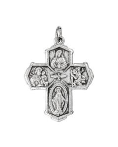 1 1/8" Four Way Cruciform Medal in Antique Silver Finish