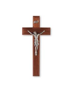 10" Walnut Wood Cross with a Fine Pewter Corpus