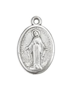 1" Oval Antiqued Silver Oxidized Miraculous Medal