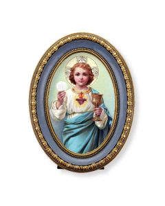 5 1/2" x 7 1/2" Oval Gold-Leaf Frame with a Child SHJ with Chalice Print-P65