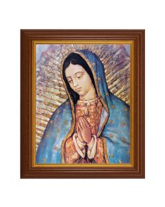 10 1/2" x 12 1/2" Walnut Finish Beveled Frame with 8" x 10" Our Lady of Guadalupe Textured Art