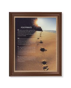 13 1/2" x 16 9/16" Walnut Finished Frame with 11" x 14" Footprints Textured Art