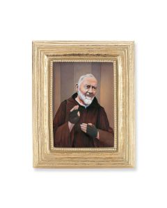 3 3/4" x 4 1/2" Gold Frame with a Saint Pio Print-P65