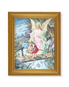 10" x 12" Gold Leaf Finish Beveled Frame with 8" x 10" Guardian Angel Textured Art