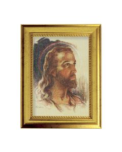 6 3/4" X 8 3/4" Gold Leaf Finish Frame with 5" X 7" Sallman: Head of Christ Textured Art