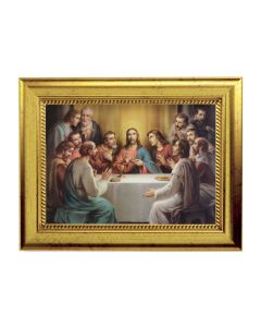 6 3/4" X 8 3/4" Gold Leaf Finish Frame with 5" X 7" Last Supper Textured Art