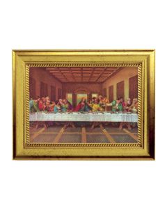 6 3/4" X 8 3/4" Gold Leaf Finish Frame with 5" X 7" Last Supper Textured Art