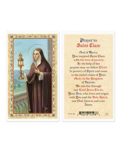Prayer to St Clare Laminated Holy Card. Inc. of 25