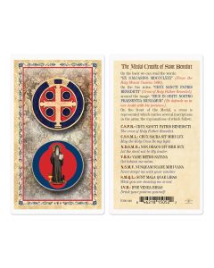 The Medal Crucifix of Saint Benedict Laminated Holy Card. Inc. of 25