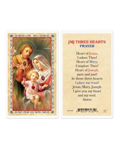Three Hearts Gold Stamped Laminated Holy Card  Pk 25