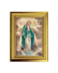 6 3/4" X 8 3/4" Gold Leaf Finish Frame with 5" X 7" Our Lady of Grace Textured Art