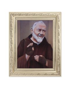 8.25" x 10.25" Silver Ornate Frame with a 6" x 8" Saint Pio Print
