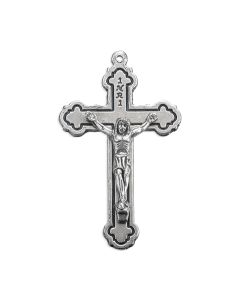 2" Antiqued Silver Oxidized Inlay Crucifix