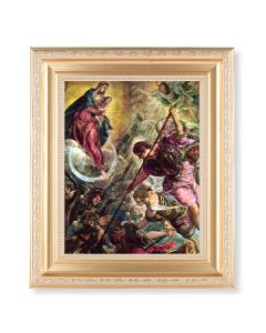 10 1/4" x 12 1/4" Satin Gold Frame with an 8" x 10" Battle of Archangel St. Michael Print