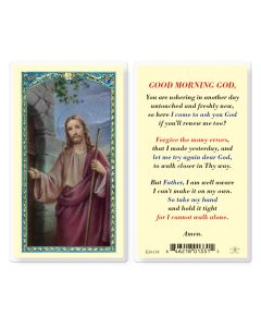 Good Morning God Christ Knocking Holy Card