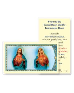 Prayer to Sacred Heart of Jesus and Immaculate Heart of Mary Holy Card