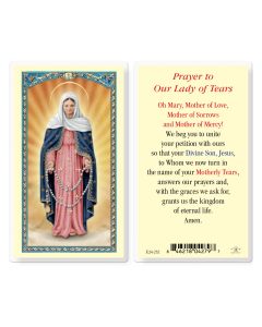Our Lady of Tears Holy Card