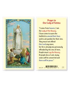Prayer to Our Lady of Fatima Holy Card