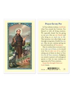 Prayer for My Pet Saint Francis Holy Card