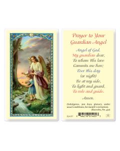 Prayer to Guardian Angel for Girl Holy Card