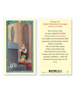 Prayer to Saint Aloysius Gonzaga Patron of Youth Holy Card