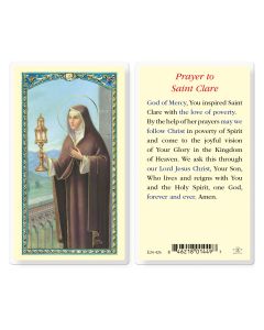 Prayer to Saint Clare Holy Card
