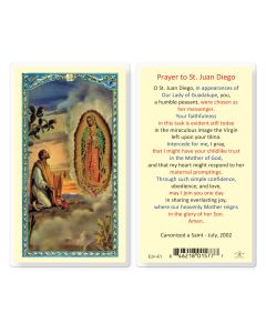 Saint Juan Diego with Guadalupe Holy Card
