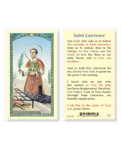 Prayer to Saint Lawrence Holy Card